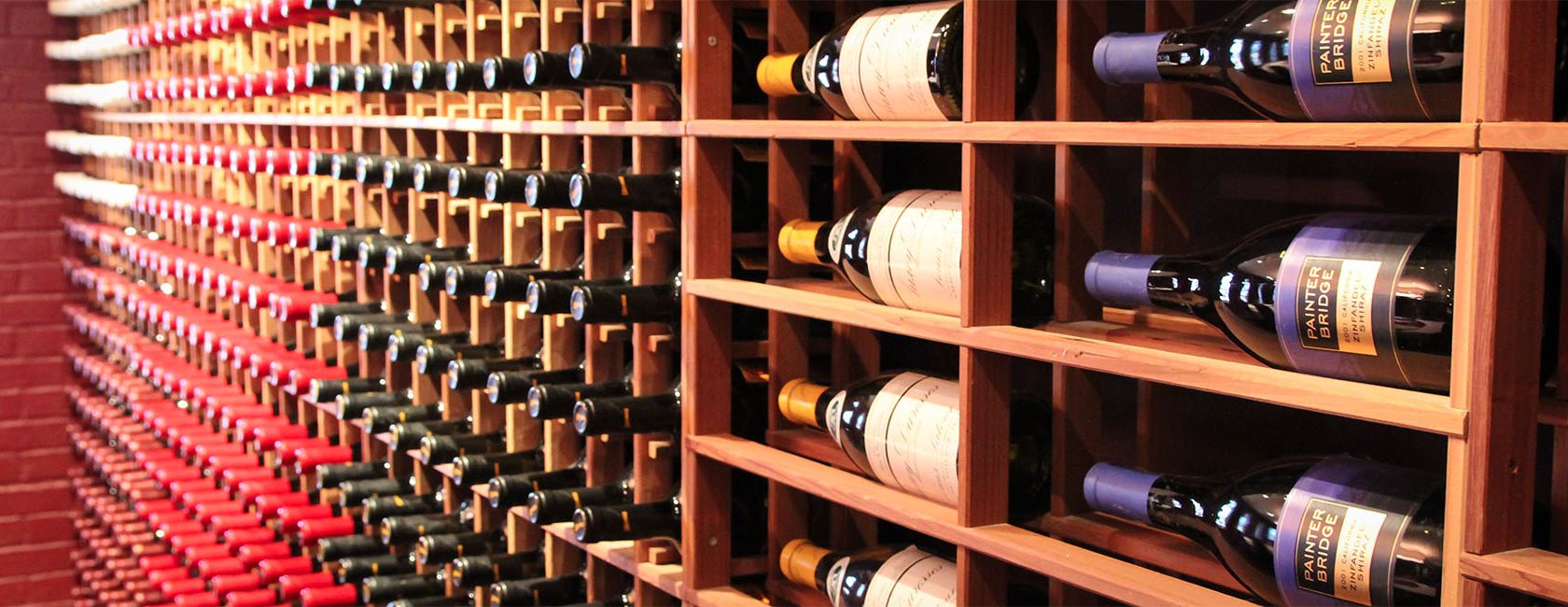 Wine Bottles displayed in wine cellar